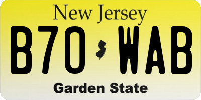 NJ license plate B70WAB