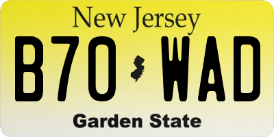 NJ license plate B70WAD