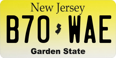 NJ license plate B70WAE