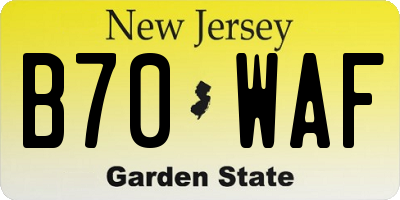 NJ license plate B70WAF