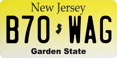 NJ license plate B70WAG