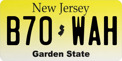 NJ license plate B70WAH