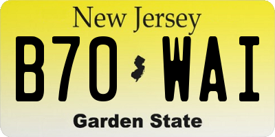 NJ license plate B70WAI