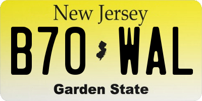 NJ license plate B70WAL