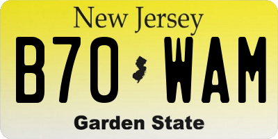 NJ license plate B70WAM
