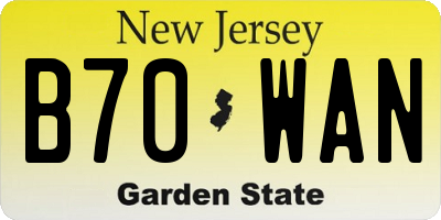 NJ license plate B70WAN