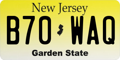 NJ license plate B70WAQ