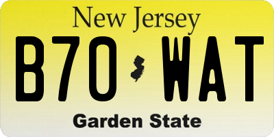 NJ license plate B70WAT