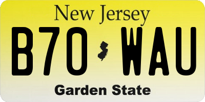 NJ license plate B70WAU
