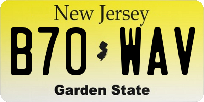 NJ license plate B70WAV