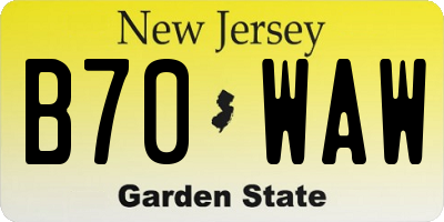 NJ license plate B70WAW