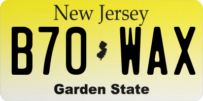 NJ license plate B70WAX