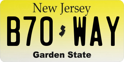 NJ license plate B70WAY