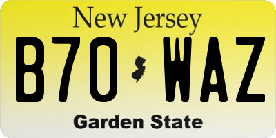 NJ license plate B70WAZ