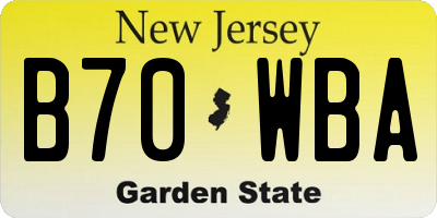 NJ license plate B70WBA