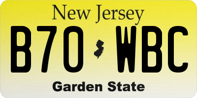 NJ license plate B70WBC