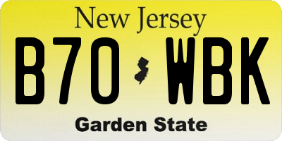 NJ license plate B70WBK
