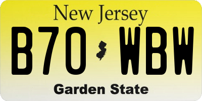 NJ license plate B70WBW