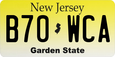 NJ license plate B70WCA