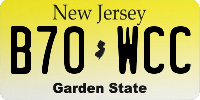 NJ license plate B70WCC