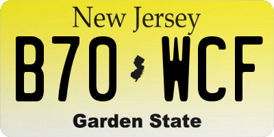 NJ license plate B70WCF
