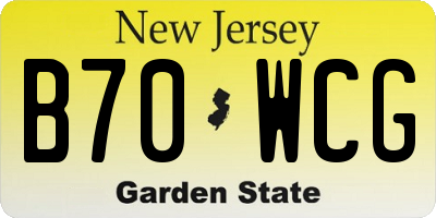 NJ license plate B70WCG