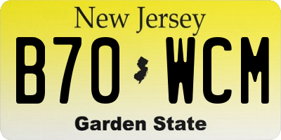 NJ license plate B70WCM
