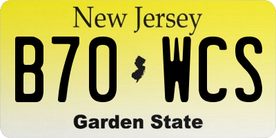 NJ license plate B70WCS