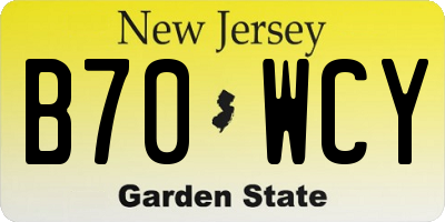 NJ license plate B70WCY