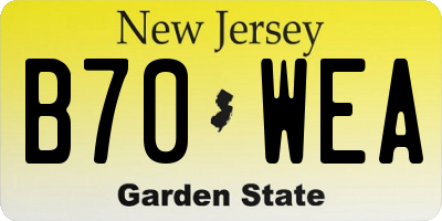 NJ license plate B70WEA