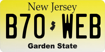 NJ license plate B70WEB
