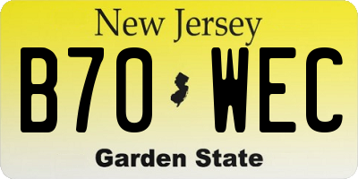 NJ license plate B70WEC