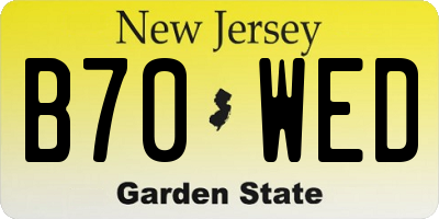 NJ license plate B70WED