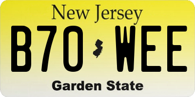 NJ license plate B70WEE