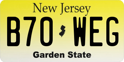 NJ license plate B70WEG