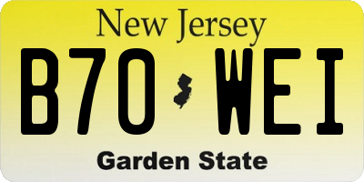 NJ license plate B70WEI