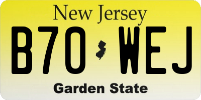 NJ license plate B70WEJ
