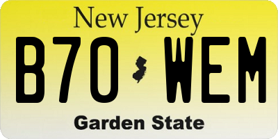 NJ license plate B70WEM