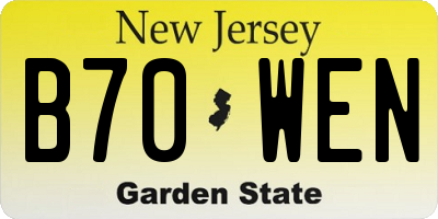 NJ license plate B70WEN