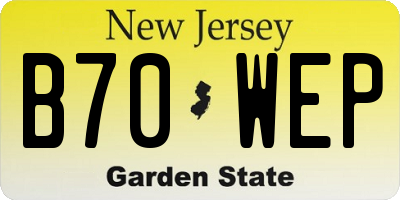 NJ license plate B70WEP