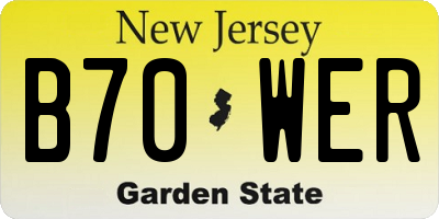 NJ license plate B70WER