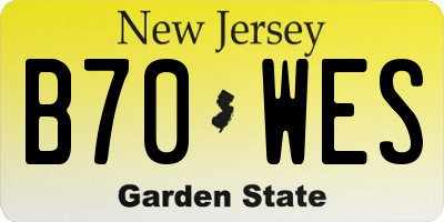 NJ license plate B70WES