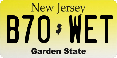 NJ license plate B70WET