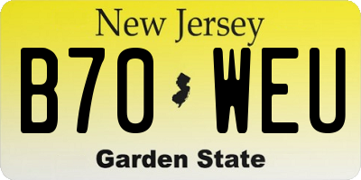 NJ license plate B70WEU