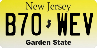 NJ license plate B70WEV