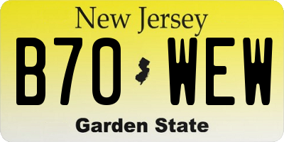 NJ license plate B70WEW