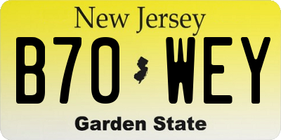 NJ license plate B70WEY