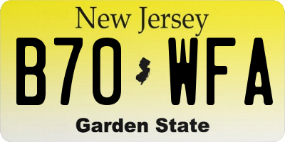 NJ license plate B70WFA