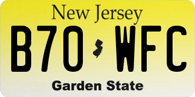 NJ license plate B70WFC