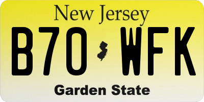 NJ license plate B70WFK